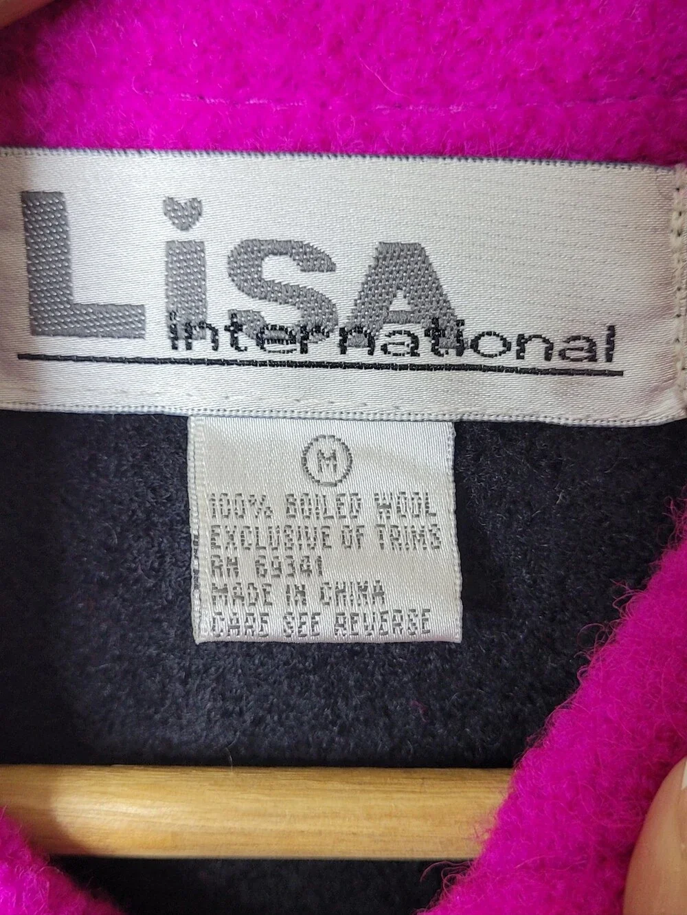 Lisa Internantional Boiled Wool Floral Cardigan Sweater